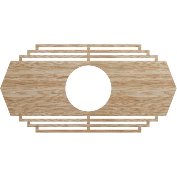 Ekena Millwork 28"W x 14"H x 7 3/8"ID x 3/8"T Chrysler Wood Fretwork Pierced Ceiling Medallion, Red Oak