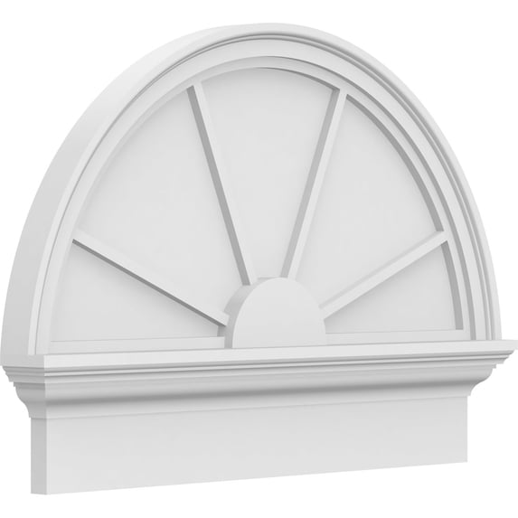 Ekena Millwork 28"W x 20-3/4"H x 2-3/4"P Half Round 4 Spoke Architectural Grade PVC Combination Pediment