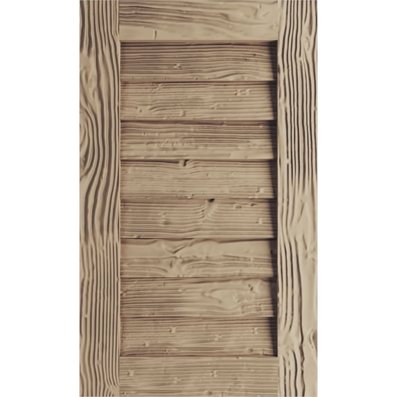 Ekena Millwork 28"W x 27"H Timberthane Sandblasted Vertical Faux Wood Non-Functional Gable Vent, Primed Tan