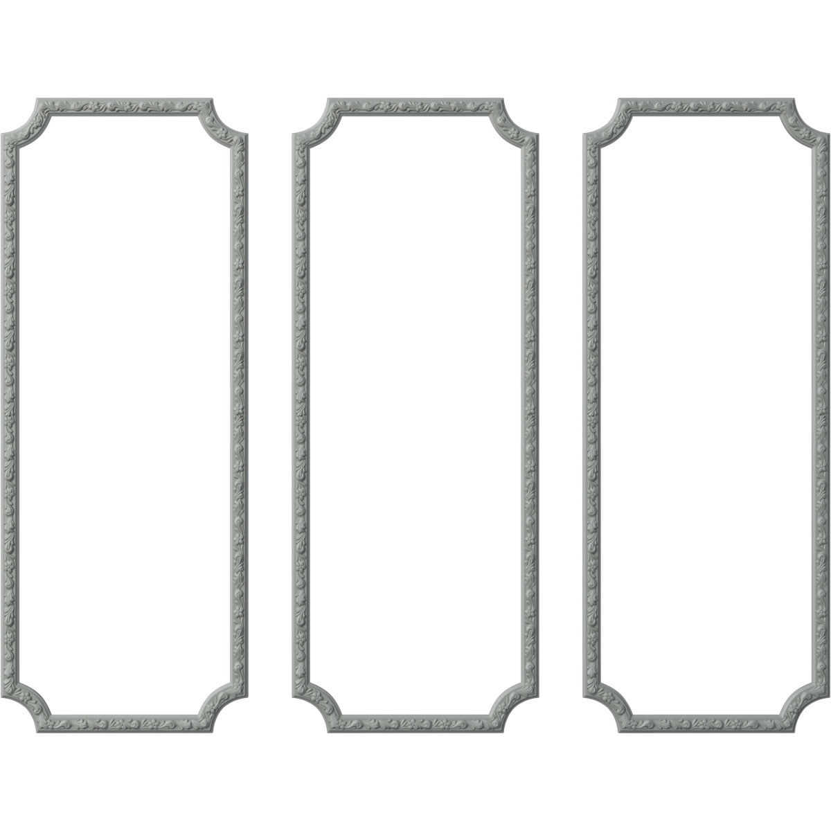Sussex Floral Gray Polyurethane Triple Panel Moulding Kit