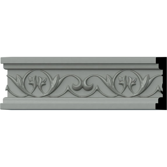 Ekena Millwork 3 1/2"H x 3/4"P x 94 1/2"L, (4" Repeat), Attica Running Leaf Chair Rail (8-Pack)