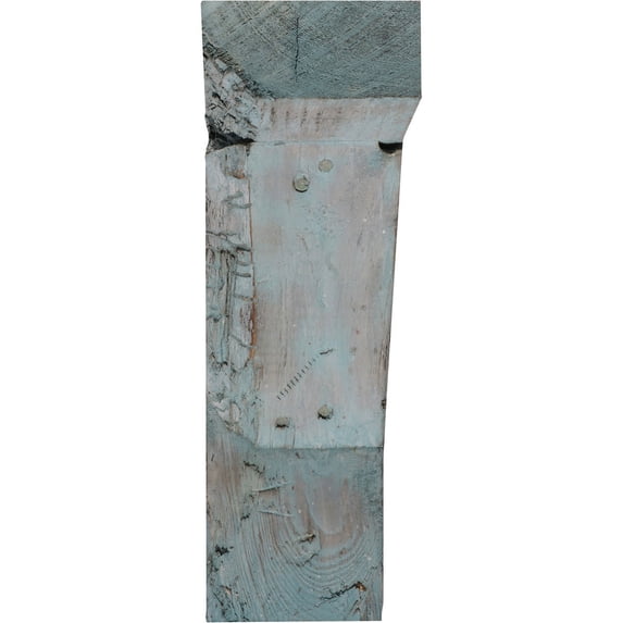 Ekena Millwork 3 1/2"W x 10"D x 12"H Vintage Farmhouse Bracket, Barnwood Decor Collection, Driftwood Blue (4-Pack)