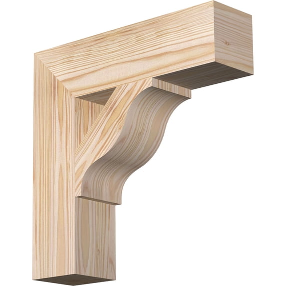 Ekena Millwork 3 1/2"W x 14"D x 14"H Funston Block Smooth Bracket, Douglas Fir