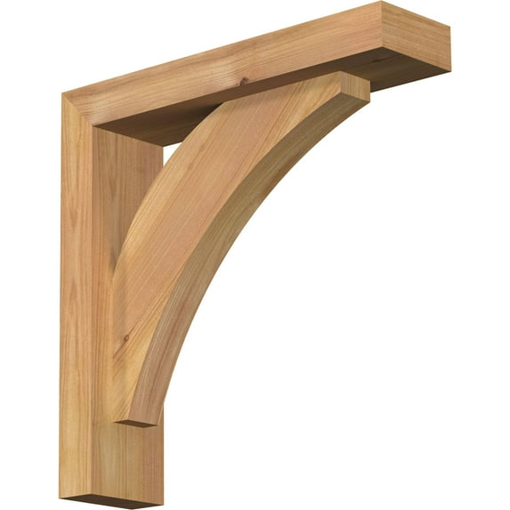 Ekena Millwork 3 1/2"W x 14"D x 14"H Thorton Block Smooth Bracket w/ Offset Brace, Western Red Cedar