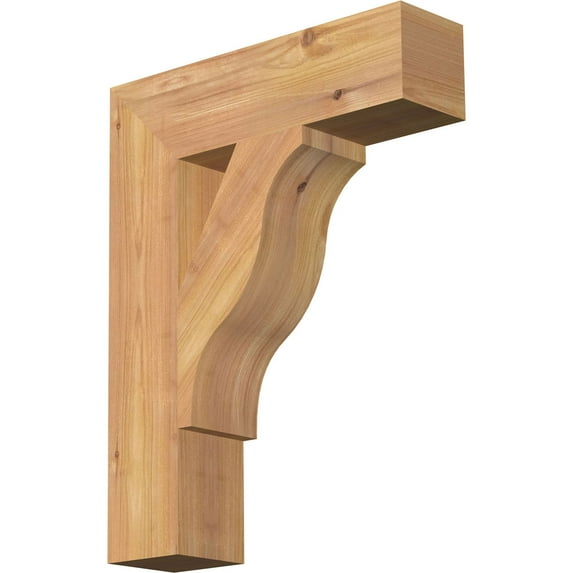Ekena Millwork 3 1/2"W x 14"D x 18"H Funston Block Smooth Bracket, Western Red Cedar