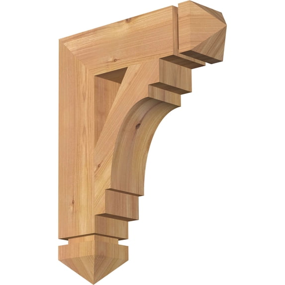 Ekena Millwork 3 1/2"W x 14"D x 18"H Merced Arts & Crafts Smooth Bracket, Western Red Cedar