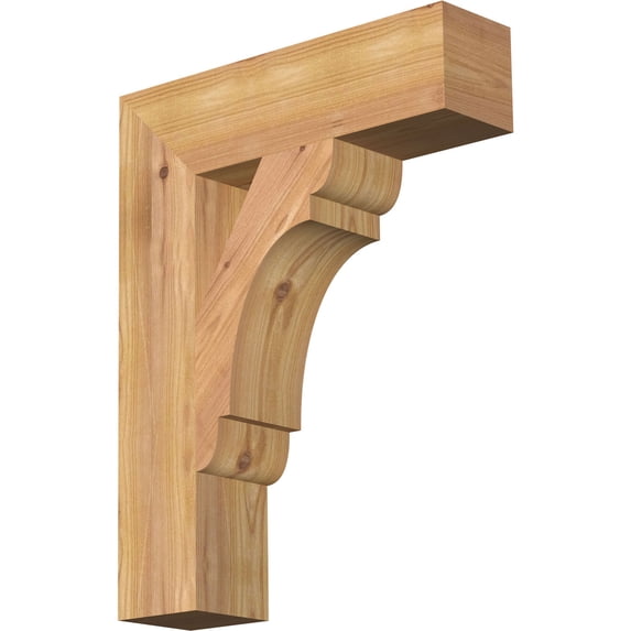 Ekena Millwork 3 1/2"W x 14"D x 18"H Olympic Block Smooth Bracket, Western Red Cedar
