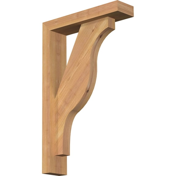 Ekena Millwork 3 1/2"W x 14"D x 22"H Funston Block Smooth Bracket w/ Offset Brace, Western Red Cedar