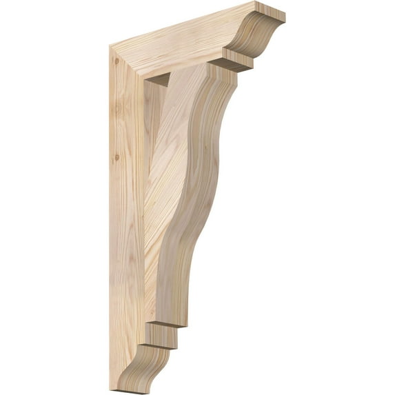 Ekena Millwork 3 1/2"W x 14"D x 26"H Funston Traditional Smooth Bracket, Douglas Fir