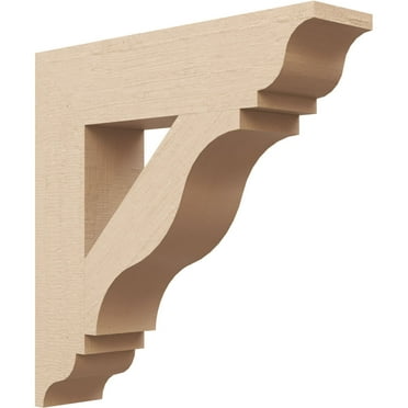 Ekena Millwork 3 1/2"W x 16"D x 16"H Funston Traditional Rough Cedar Woodgrain TimberThane Bracket, Primed Tan