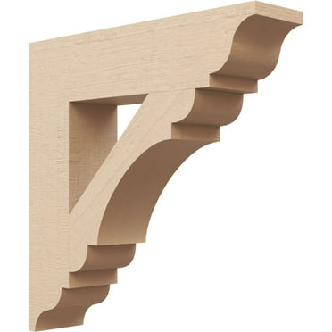 Ekena Millwork 3 1/2"W x 16"D x 16"H Olympic Traditional Rough Cedar Woodgrain TimberThane Bracket, Primed Tan