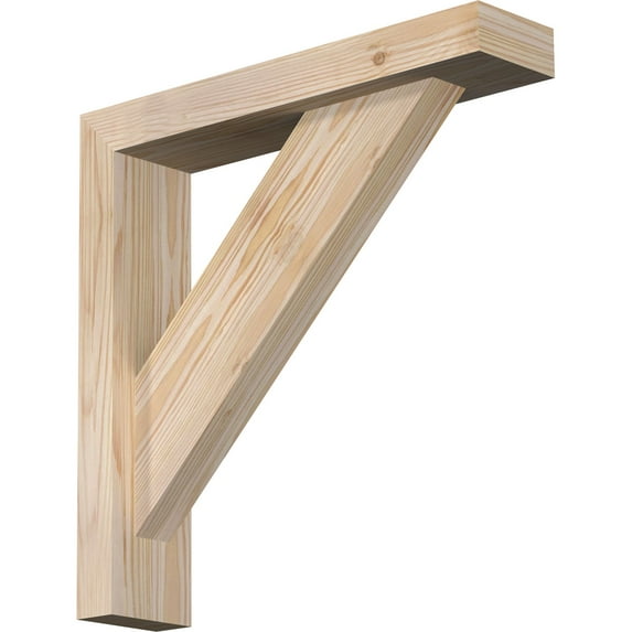 Ekena Millwork 3 1/2"W x 16"D x 16"H Traditional Block Smooth Bracket w/ Offset Brace, Douglas Fir