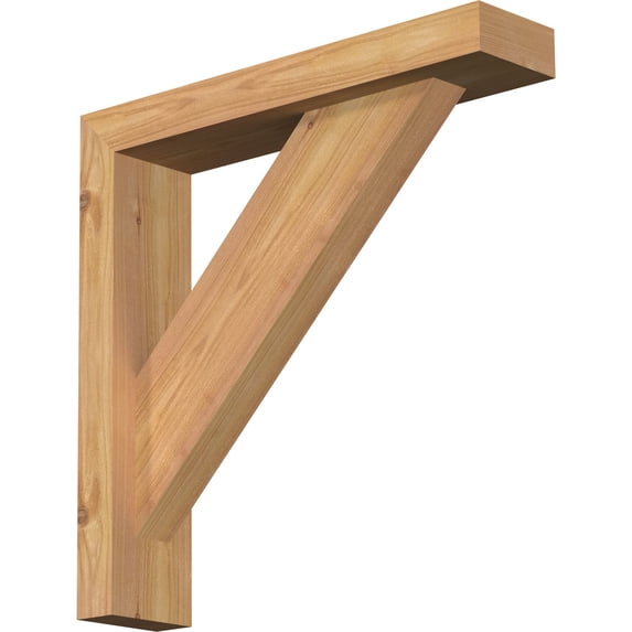 Ekena Millwork 3 1/2"W x 16"D x 16"H Traditional Block Smooth Bracket w/ Offset Brace, Western Red Cedar