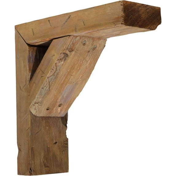 Ekena Millwork 3 1/2"W x 16"D x 16"H Vintage Farmhouse Bracket, Barnwood Decor Collection, Weathered Brown