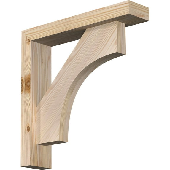 Ekena Millwork 3 1/2"W x 16"D x 16"H Westlake Block Smooth Bracket w/ Offset Brace, Douglas Fir