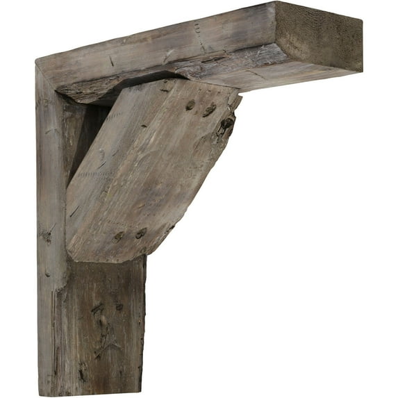 Ekena Millwork 3 1/2"W x 16"D x 18"H Vintage Farmhouse Bracket, Barnwood Decor Collection, Pebble Grey