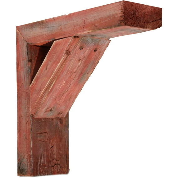 Ekena Millwork 3 1/2"W x 16"D x 18"H Vintage Farmhouse Bracket, Barnwood Decor Collection, Salvaged Red