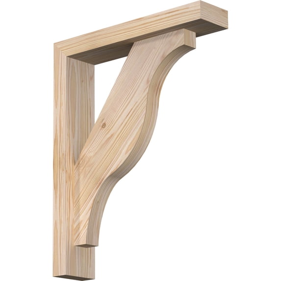 Ekena Millwork 3 1/2"W x 16"D x 20"H Funston Block Smooth Bracket w/ Offset Brace, Douglas Fir