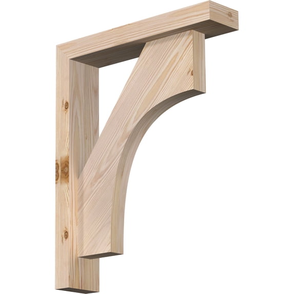 Ekena Millwork 3 1/2"W x 16"D x 20"H Westlake Block Smooth Bracket w/ Offset Brace, Douglas Fir