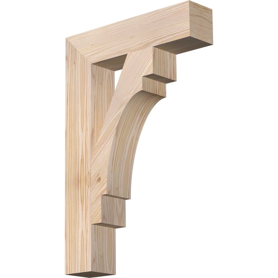 Ekena Millwork 3 1/2"W x 16"D x 24"H Merced Block Smooth Bracket, Douglas Fir