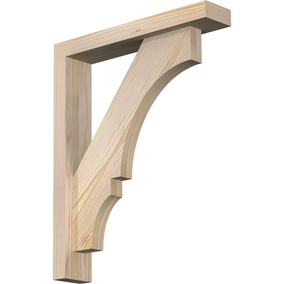 Ekena Millwork 3 1/2"W x 18"D x 22"H Balboa Block Smooth Bracket w/ Offset Brace, Douglas Fir