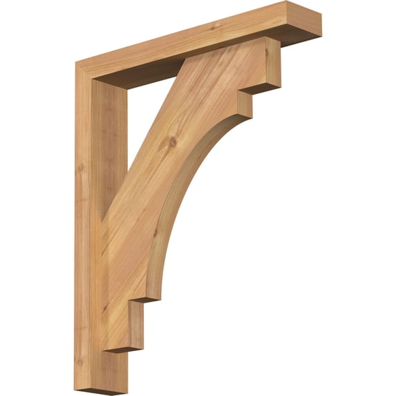 Ekena Millwork 3 1/2"W x 18"D x 22"H Merced Block Smooth Bracket w/ Offset Brace, Western Red Cedar