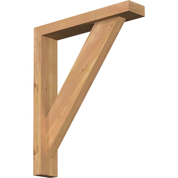 Ekena Millwork 3 1/2"W x 18"D x 22"H Traditional Block Smooth Bracket w/ Offset Brace, Western Red Cedar