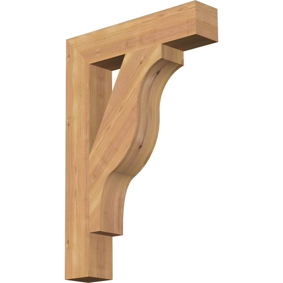 Ekena Millwork 3 1/2"W x 18"D x 26"H Funston Block Smooth Bracket, Western Red Cedar