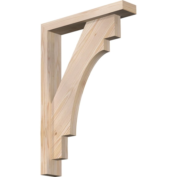 Ekena Millwork 3 1/2"W x 18"D x 26"H Merced Block Smooth Bracket w/ Offset Brace, Douglas Fir