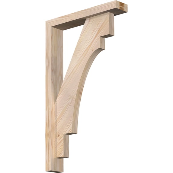 Ekena Millwork 3 1/2"W x 18"D x 30"H Merced Block Smooth Bracket w/ Offset Brace, Douglas Fir