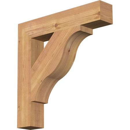 Ekena Millwork 3 1/2"W x 20"D x 20"H Funston Block Smooth Bracket, Western Red Cedar