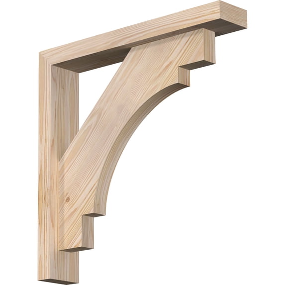 Ekena Millwork 3 1/2"W x 20"D x 20"H Merced Block Smooth Bracket w/ Offset Brace, Douglas Fir