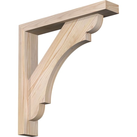 Ekena Millwork 3 1/2"W x 20"D x 20"H Olympic Block Smooth Bracket w/ Offset Brace, Douglas Fir