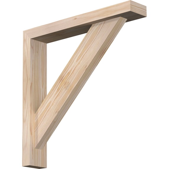 Ekena Millwork 3 1/2"W x 20"D x 20"H Traditional Block Smooth Bracket w/ Offset Brace, Douglas Fir