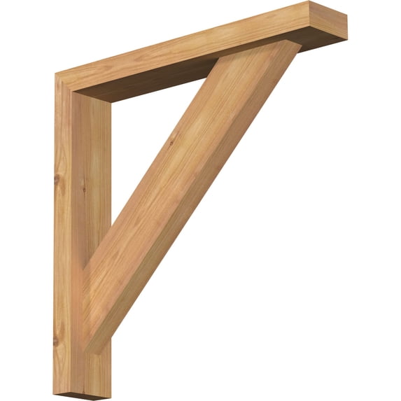 Ekena Millwork 3 1/2"W x 20"D x 20"H Traditional Block Smooth Bracket w/ Offset Brace, Western Red Cedar