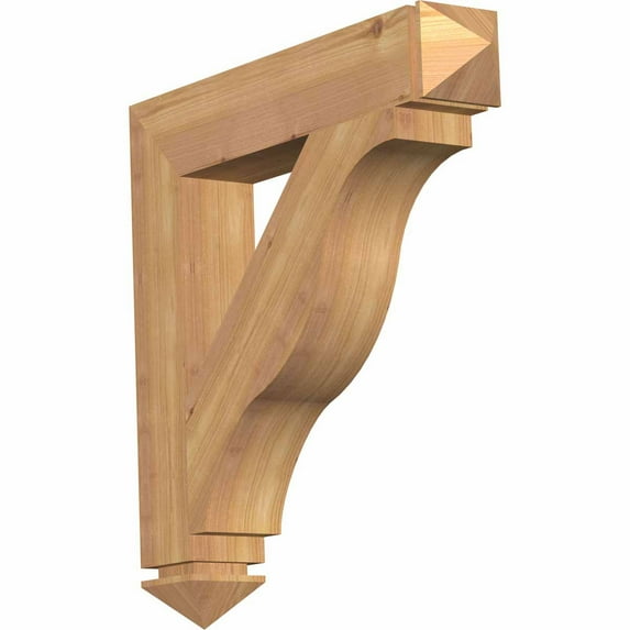Ekena Millwork 3 1/2"W x 20"D x 24"H Funston Arts & Crafts Smooth Bracket, Western Red Cedar