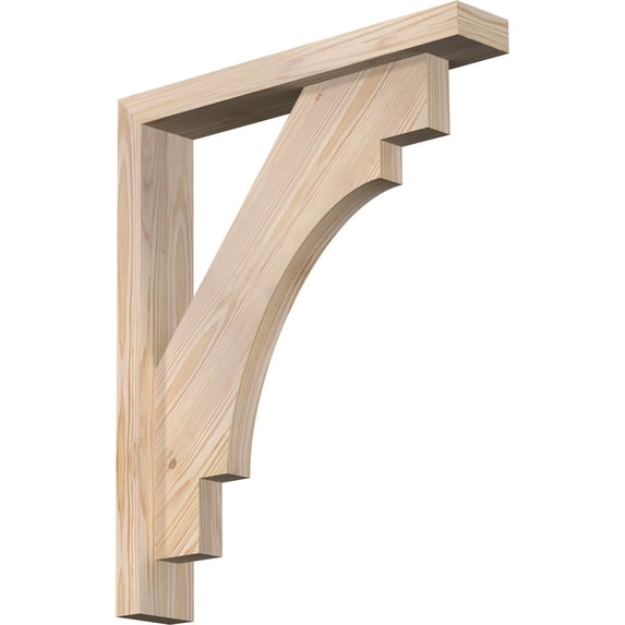 Ekena Millwork 3 1/2"W x 20"D x 24"H Merced Block Smooth Bracket w/ Offset Brace, Douglas Fir