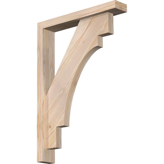 Ekena Millwork 3 1/2"W x 20"D x 28"H Merced Block Smooth Bracket w/ Offset Brace, Douglas Fir
