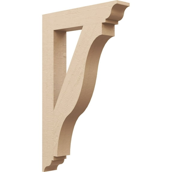 Ekena Millwork 3 1/2"W x 20"D x 32"H Funston Traditional Rough Cedar Woodgrain TimberThane Bracket, Primed Tan