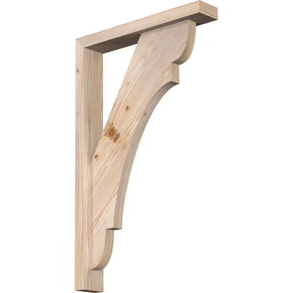 Ekena Millwork 3 1/2"W x 20"D x 32"H Olympic Block Smooth Bracket w/ Offset Brace, Douglas Fir