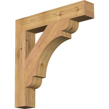 Ekena Millwork 3 1/2"W x 22"D x 22"H Olympic Block Smooth Bracket, Western Red Cedar