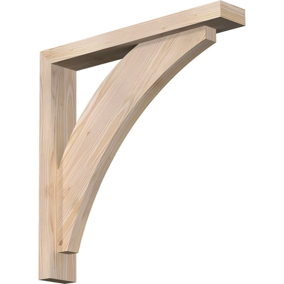 Ekena Millwork 3 1/2"W x 22"D x 22"H Thorton Block Smooth Bracket w/ Offset Brace, Douglas Fir