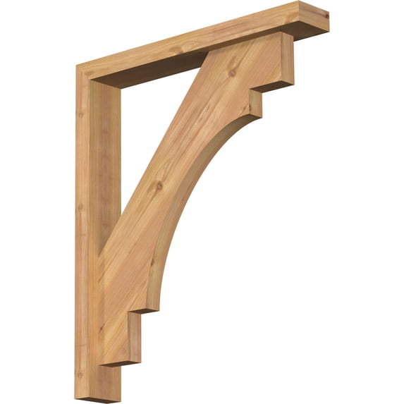 Ekena Millwork 3 1/2"W x 22"D x 26"H Merced Block Smooth Bracket w/ Offset Brace, Western Red Cedar