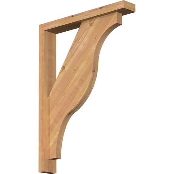 Ekena Millwork 3 1/2"W x 22"D x 30"H Funston Block Smooth Bracket w/ Offset Brace, Western Red Cedar