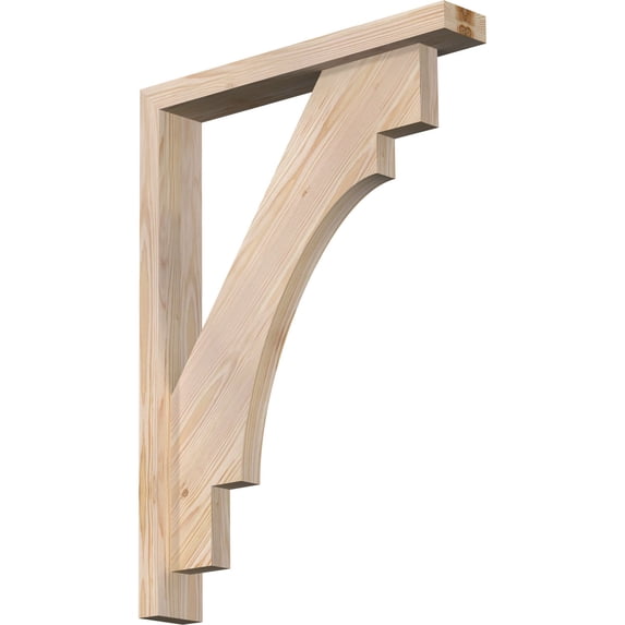 Ekena Millwork 3 1/2"W x 22"D x 30"H Merced Block Smooth Bracket w/ Offset Brace, Douglas Fir