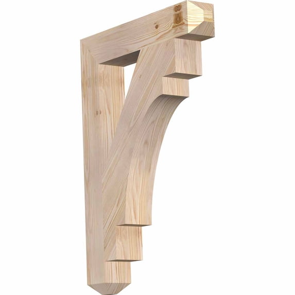 Ekena Millwork 3 1/2"W x 22"D x 30"H Merced Craftsman Smooth Bracket, Douglas Fir