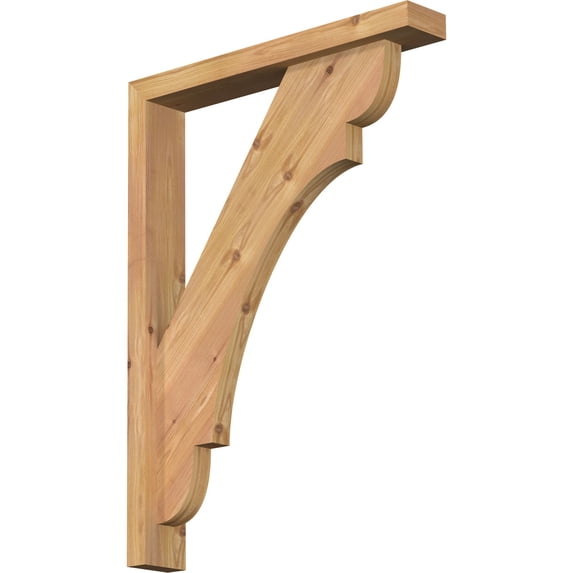 Ekena Millwork 3 1/2"W x 22"D x 30"H Olympic Block Smooth Bracket w/ Offset Brace, Western Red Cedar