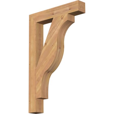Ekena Millwork 3 1/2"W x 22"D x 34"H Funston Block Smooth Bracket, Western Red Cedar