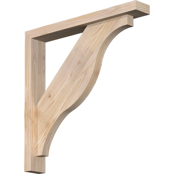 Ekena Millwork 3 1/2"W x 24"D x 24"H Funston Block Smooth Bracket w/ Offset Brace, Douglas Fir
