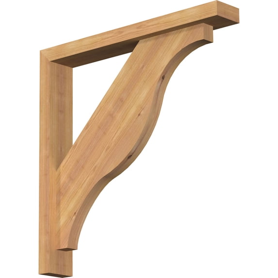 Ekena Millwork 3 1/2"W x 24"D x 24"H Funston Block Smooth Bracket w/ Offset Brace, Western Red Cedar